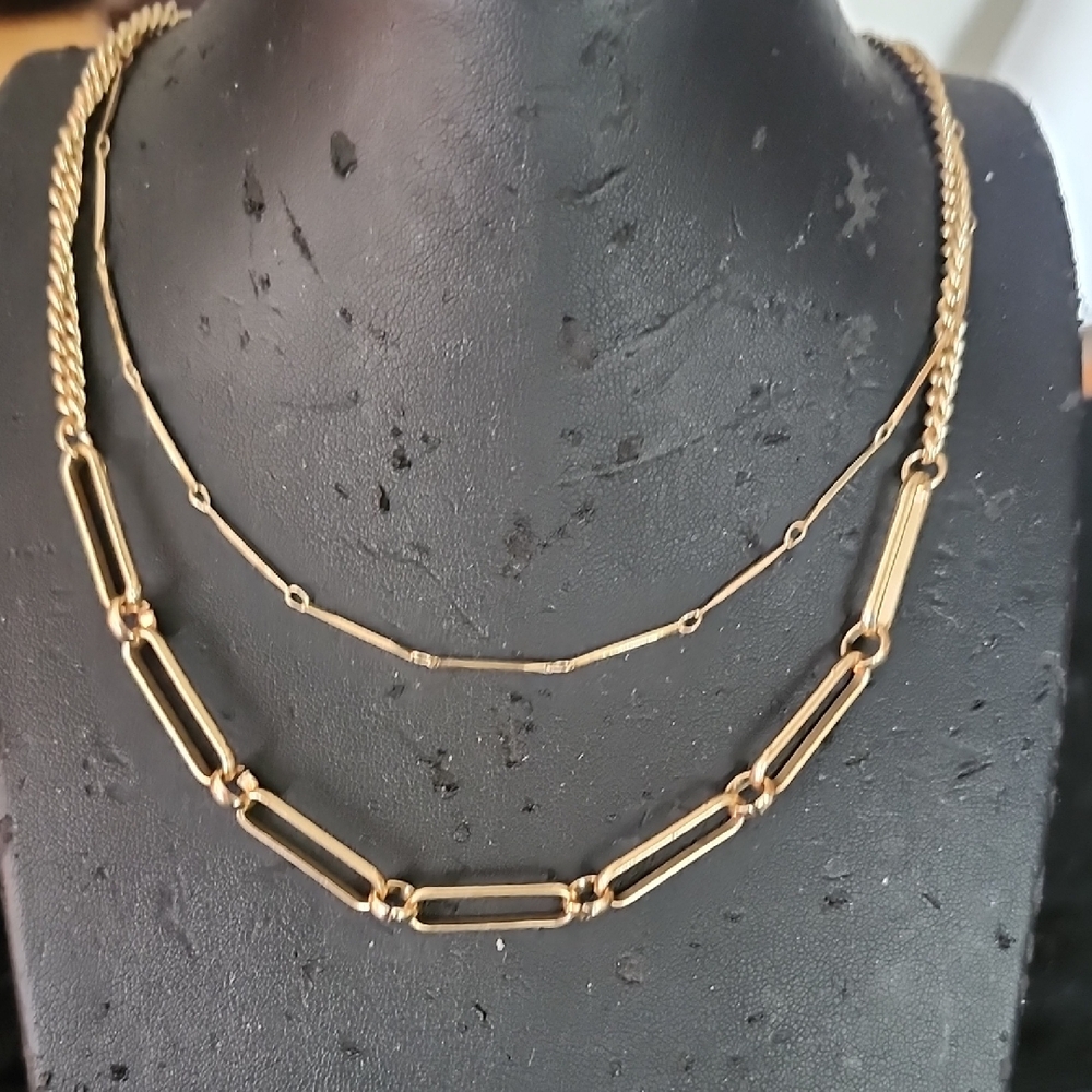 Vince Camuto Elegant Gold Tone Paperclip Chain Necklace Set